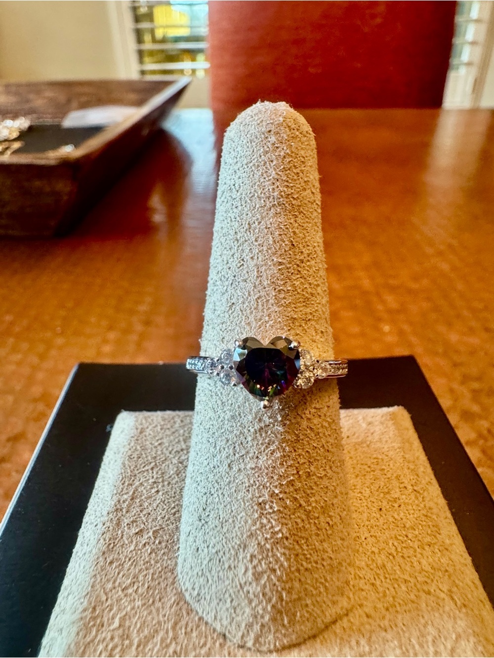 Heart-Shaped Mystic Topaz Ring in Silver-Tone